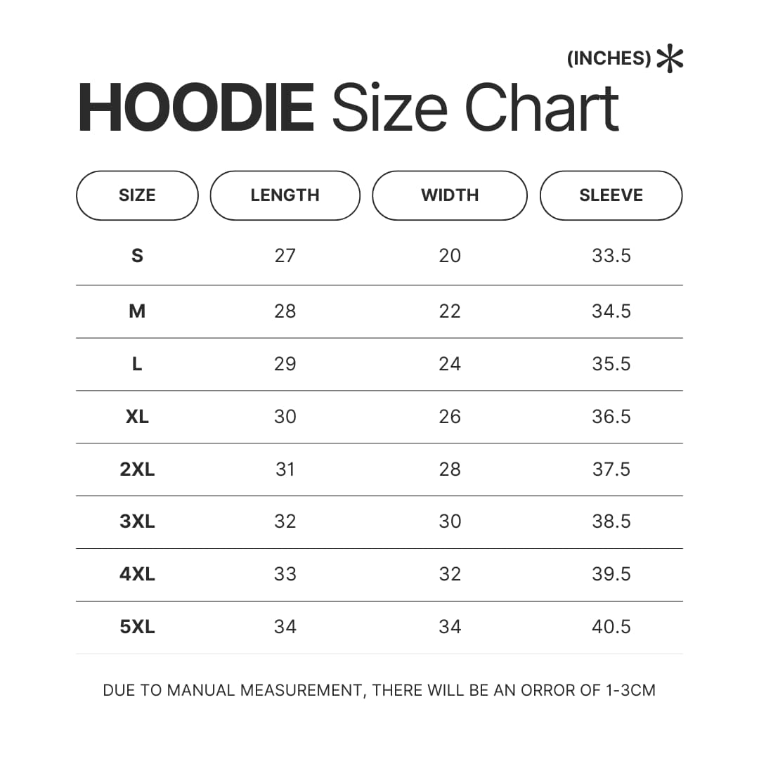 Hoodie Size Chart - Studio Ghibli Shop