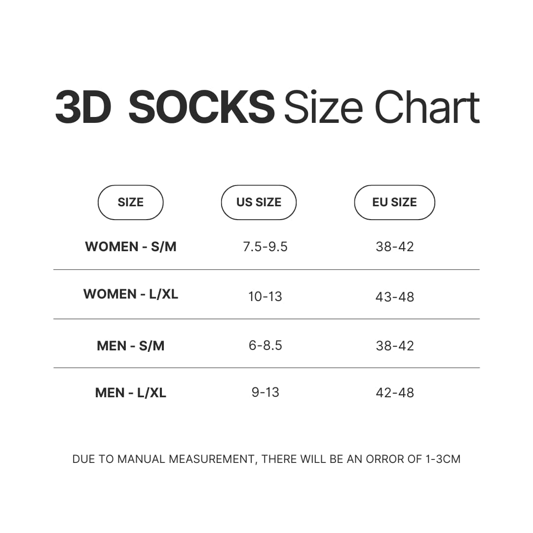 3D Socks Size Chart - Studio Ghibli Shop