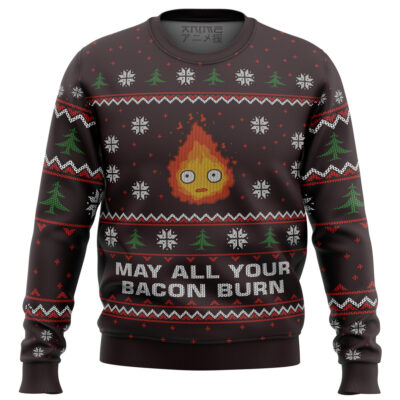 Studio Ghibli Howl's Moving Castle May All Your Bacon Burn Ugly Christmas Sweater