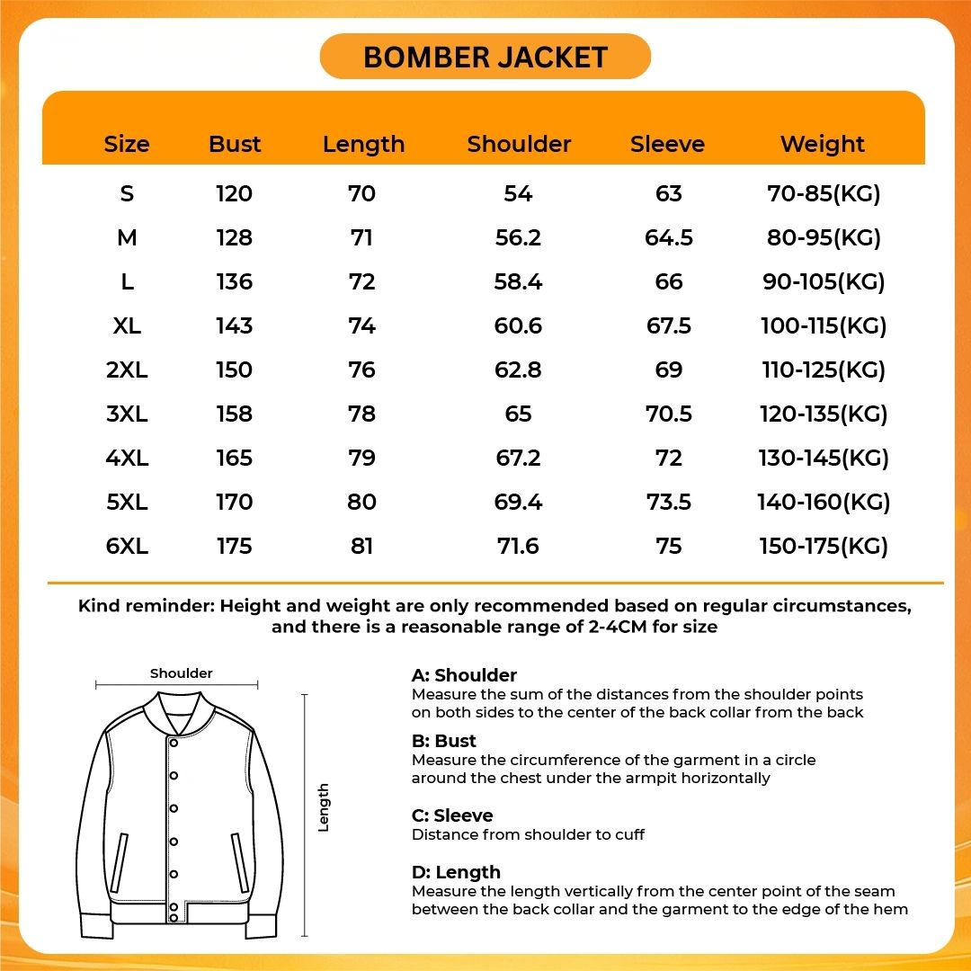 Bomber Jacket Size Chart - Studio Ghibli Shop