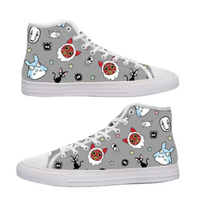 Studio Ghibli Characters Gray Converse Shoes