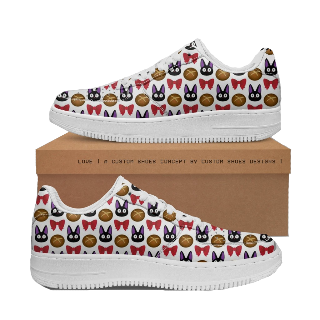 Studio Ghibli Kiki's Delivery Service Jiji Cat with Bread & Bow Tie AF1 Low Shoes