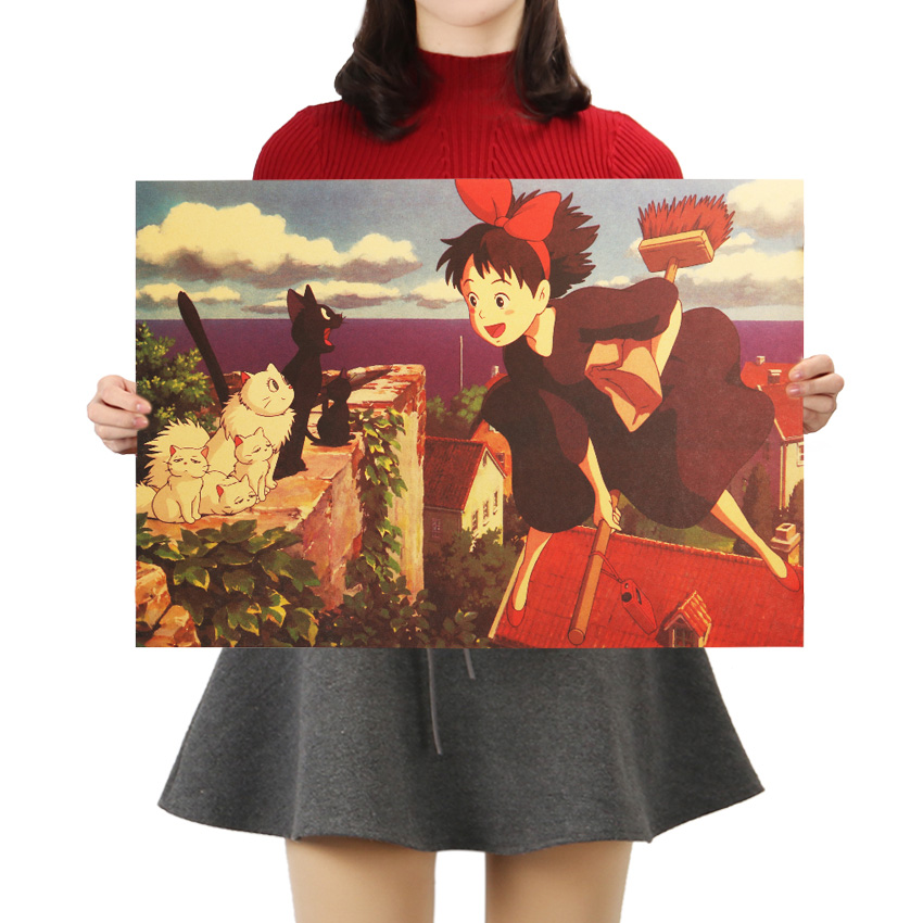 Studio Ghibli Kiki's Delivery Service Kiki With Cats Poster
