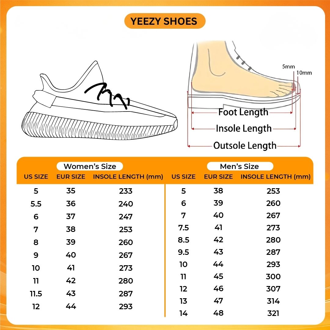 Yeezy Shoes Size Chart - Studio Ghibli Shop