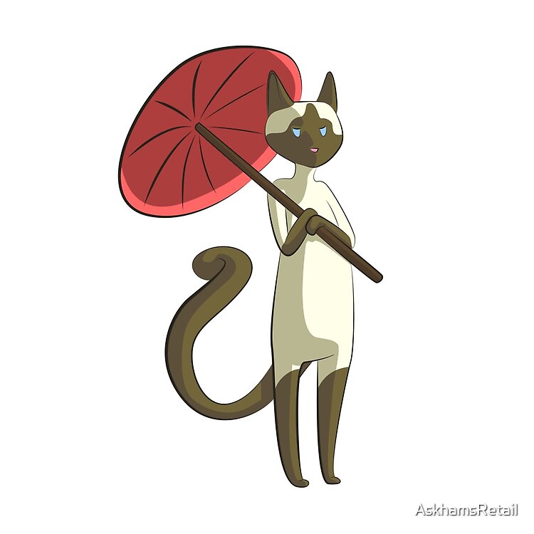 Siamese Cat With A Umbrella Manga Style Cartoon Design Tote Bag - Image 2