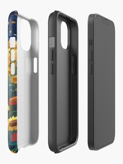 Alternative view of Totoro Sunflower Field With Starry Night Iphone Case