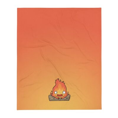 Alternative view of Studio Ghibli Calcifer Fire Orange Throw Blanket