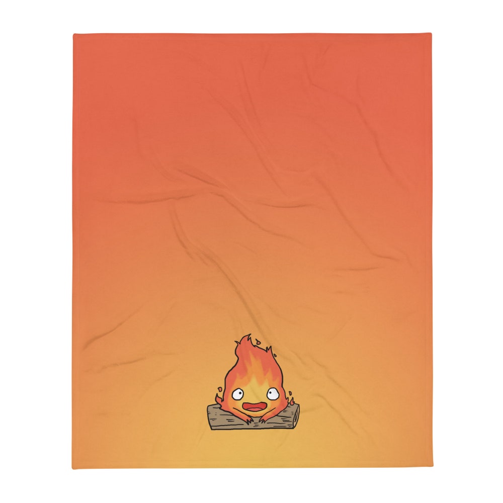 Studio Ghibli Calcifer Fire Orange Throw Blanket - Image 2