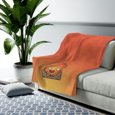 Studio Ghibli Calcifer Fire Orange Throw Blanket