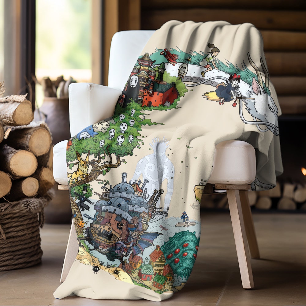 Studio Ghibli Vintage Anime Throw Blanket - Image 4