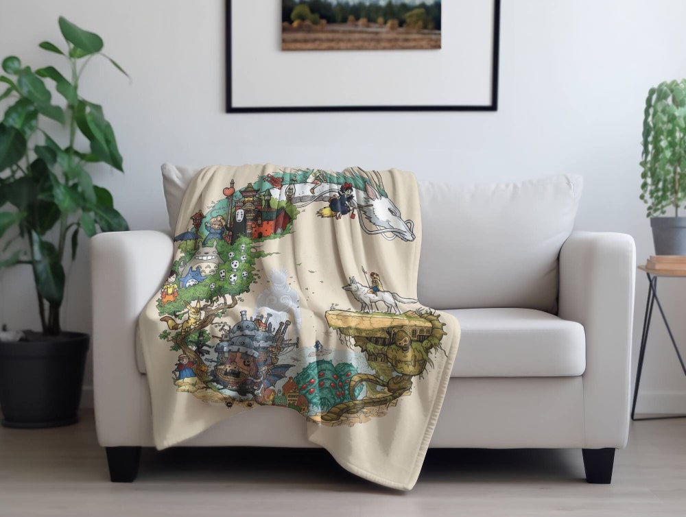 Studio Ghibli Vintage Anime Throw Blanket - Image 3