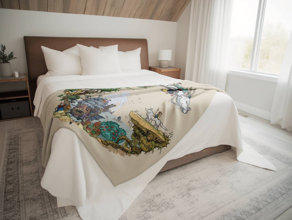 Studio Ghibli Vintage Anime Throw Blanket - Image 2