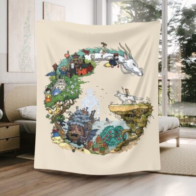 Studio Ghibli Vintage Anime Throw Blanket