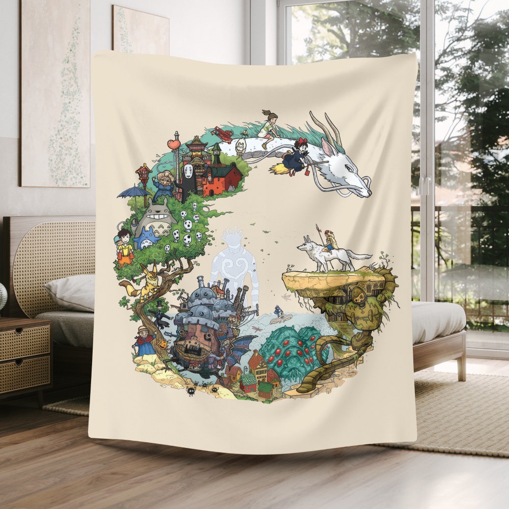 Studio Ghibli Vintage Anime Throw Blanket