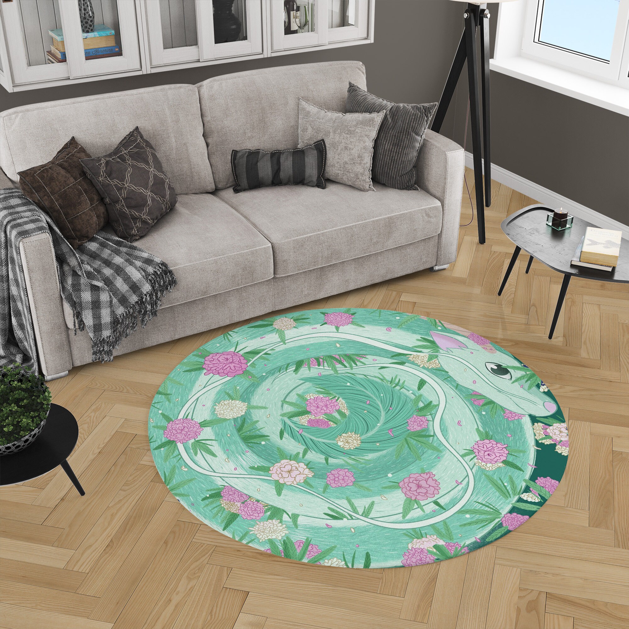 Studio Ghibli Spirited Away Haku Dragon Round Rug - Image 2