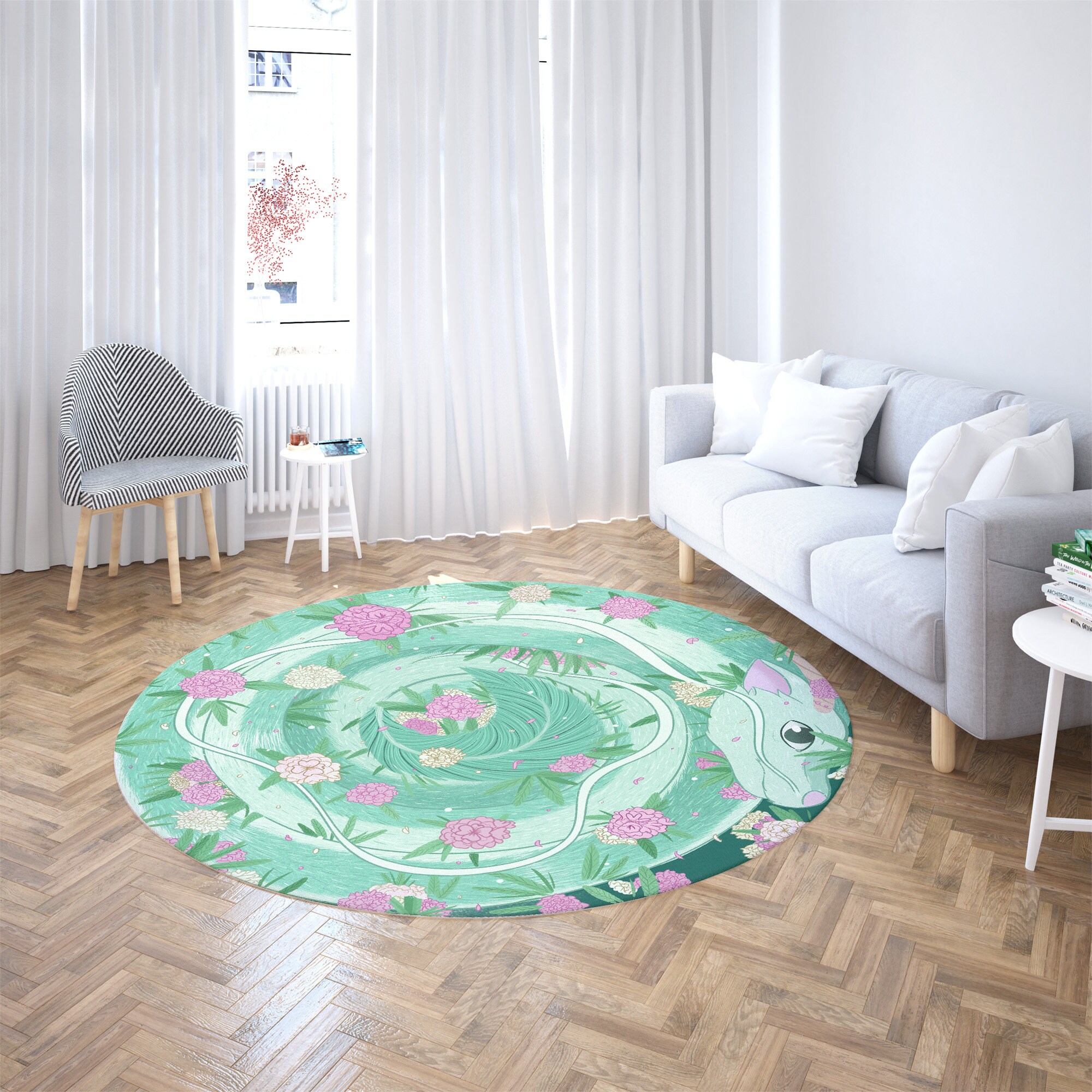 Studio Ghibli Spirited Away Haku Dragon Round Rug - Image 4