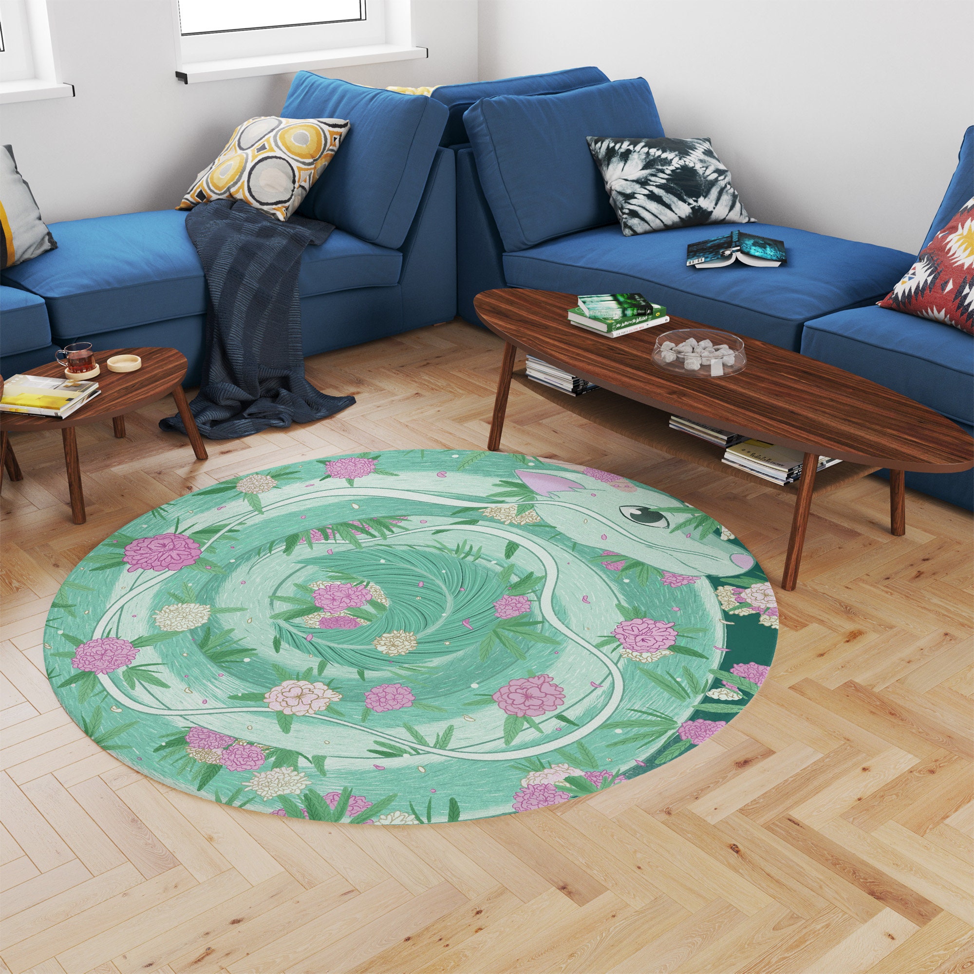 Studio Ghibli Spirited Away Haku Dragon Round Rug - Image 3