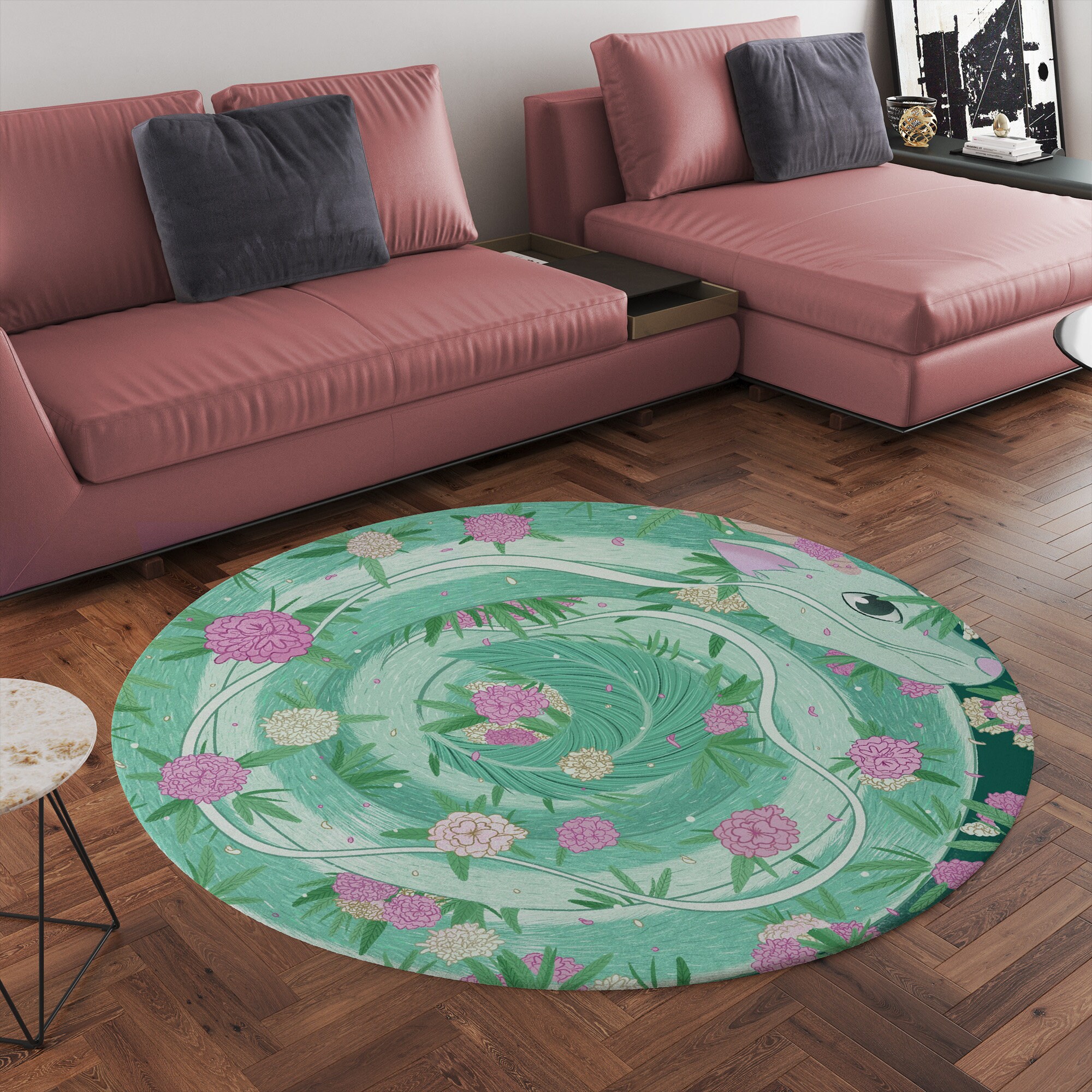 Studio Ghibli Spirited Away Haku Dragon Round Rug - Image 5