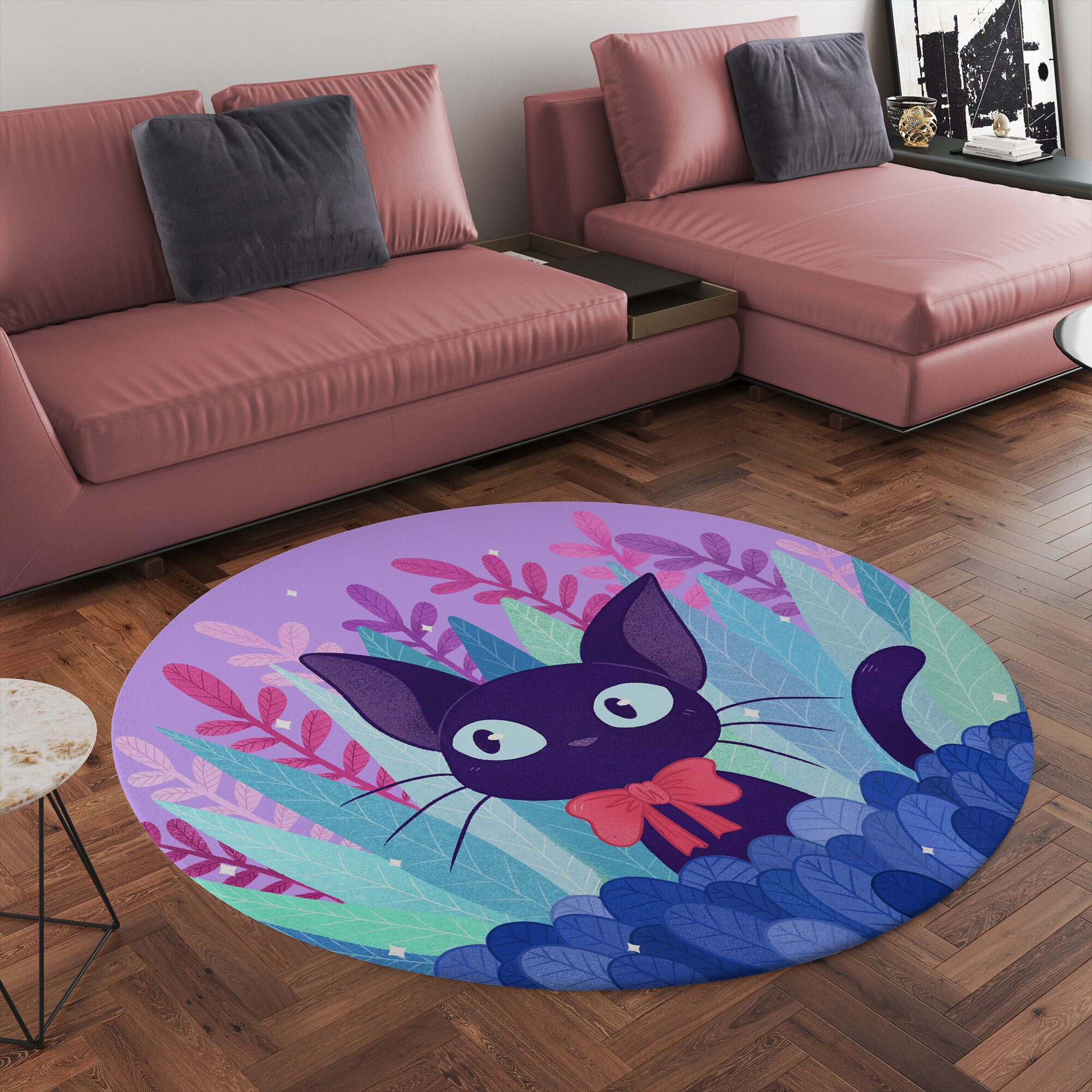 Studio Ghibli Kiki's Delivery Service Jiji Cat Round Rug - Image 5