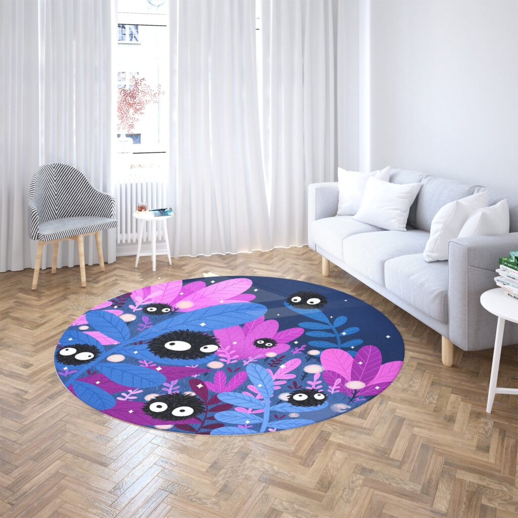 Kitchen Rugs Sprites Studio Ghibli Soot Sprites Anime Round Rug | Studio Ghibli Shop