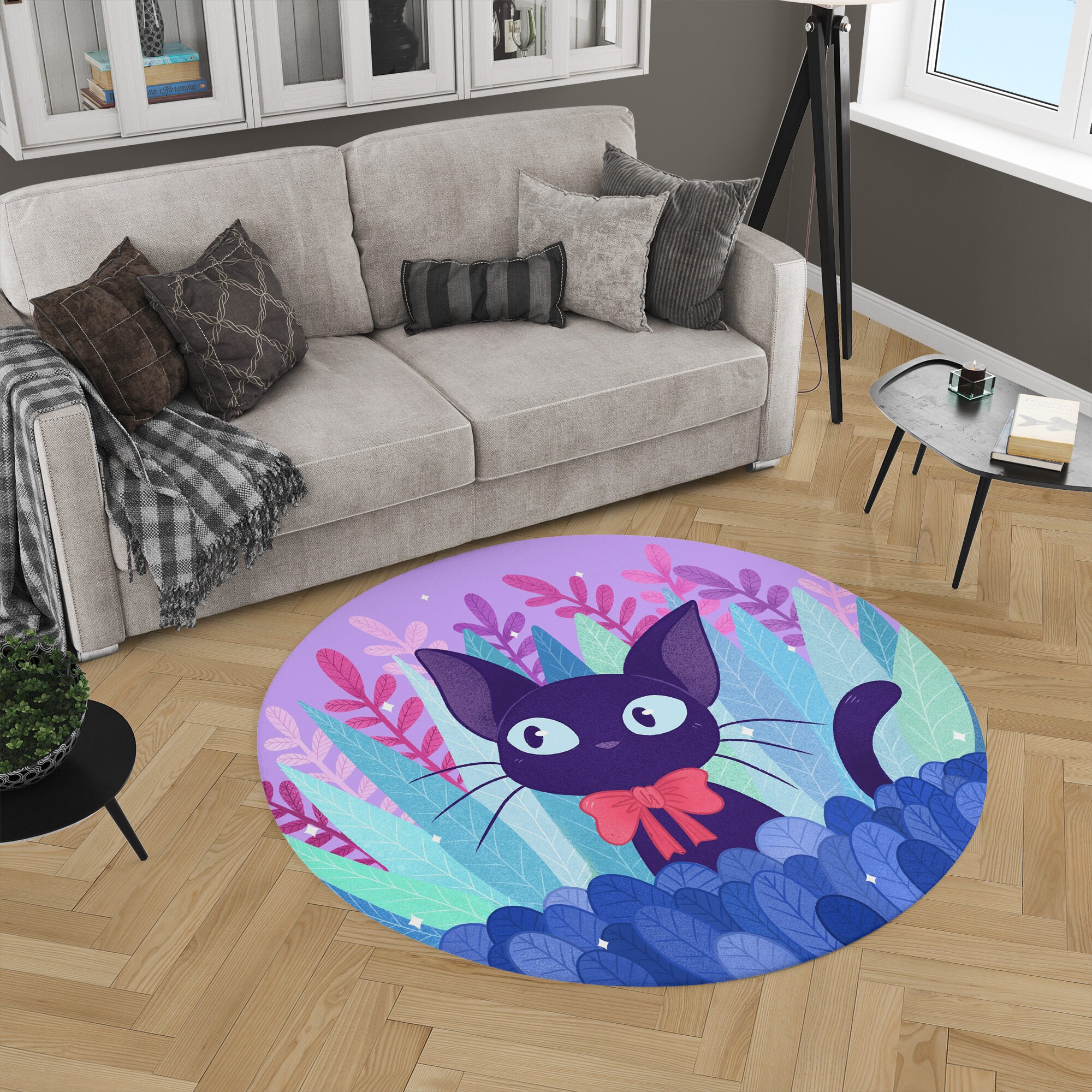 Studio Ghibli Kiki's Delivery Service Jiji Cat Round Rug