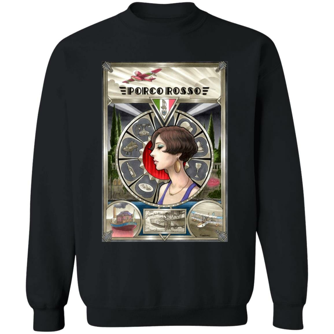 Studio Ghibli Porco Rosso Fiona Portrait Art Sweatshirt - Image 4