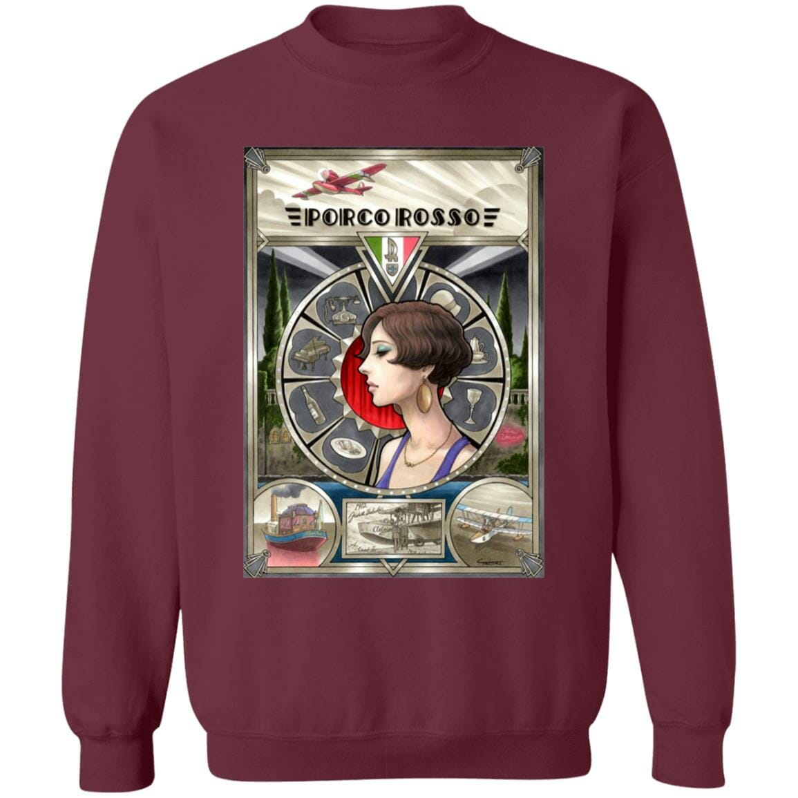 Studio Ghibli Porco Rosso Fiona Portrait Art Sweatshirt - Image 5