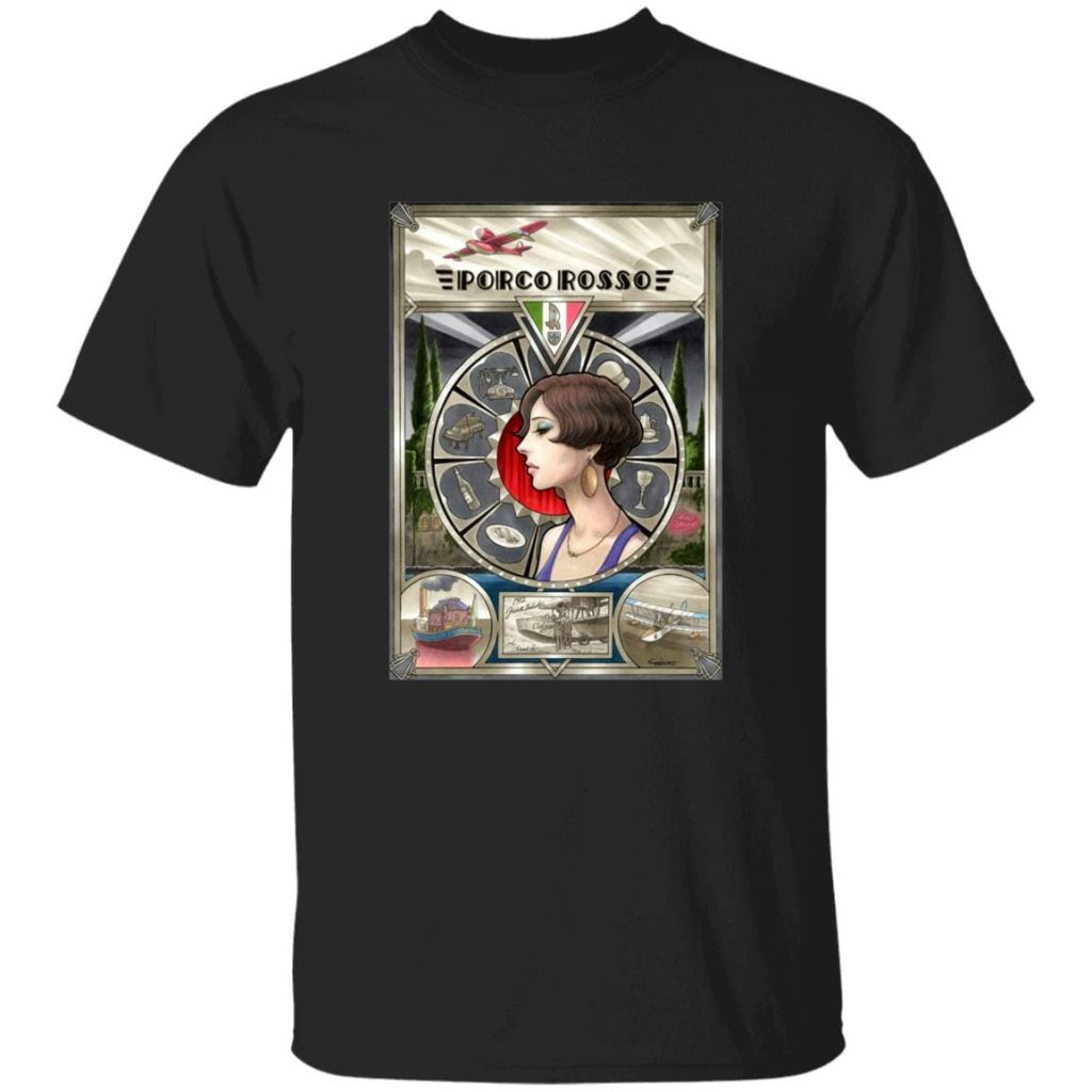 Studio Ghibli Porco Rosso Fiona Portrait Art T-shirt