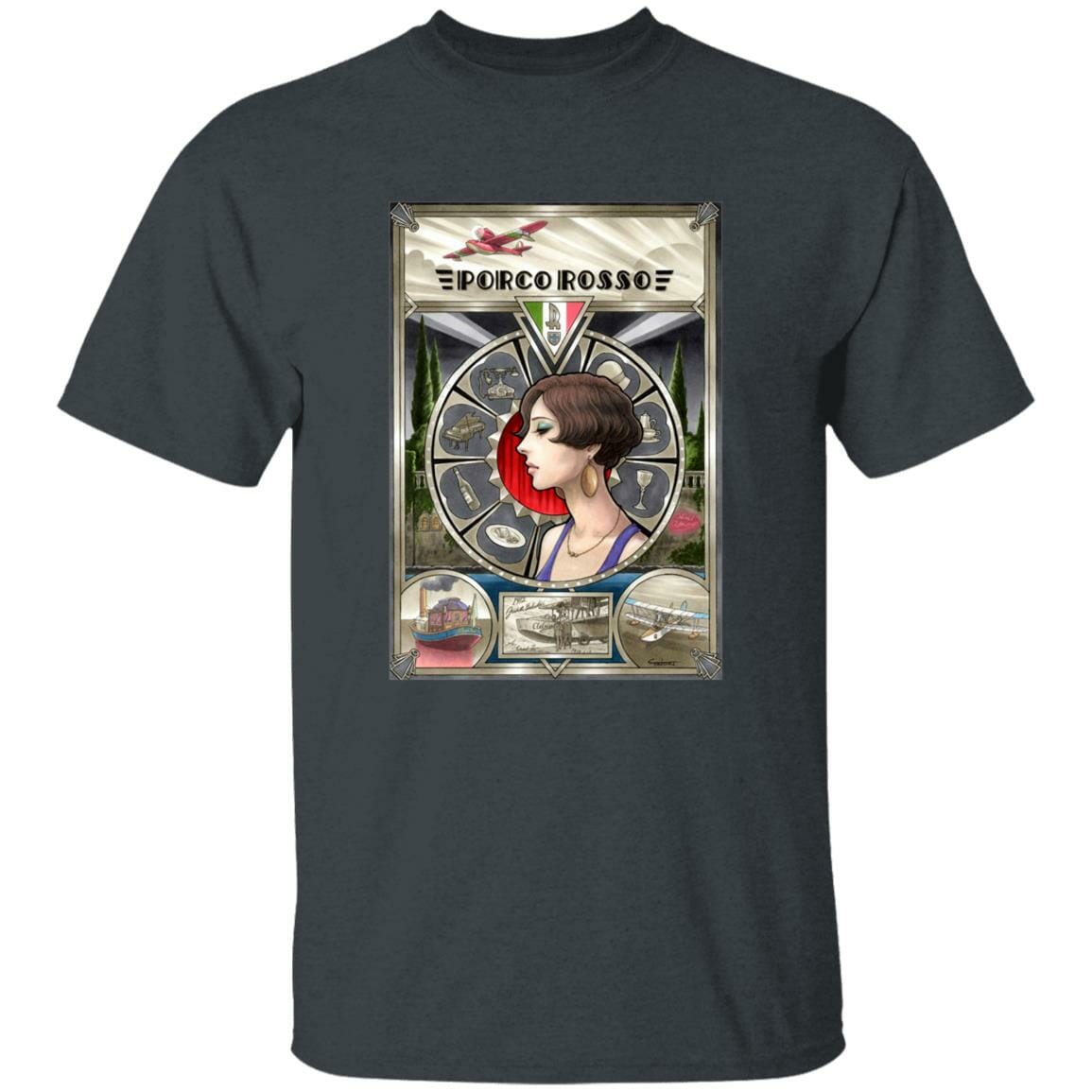 Studio Ghibli Porco Rosso Fiona Portrait Art T-shirt - Image 5