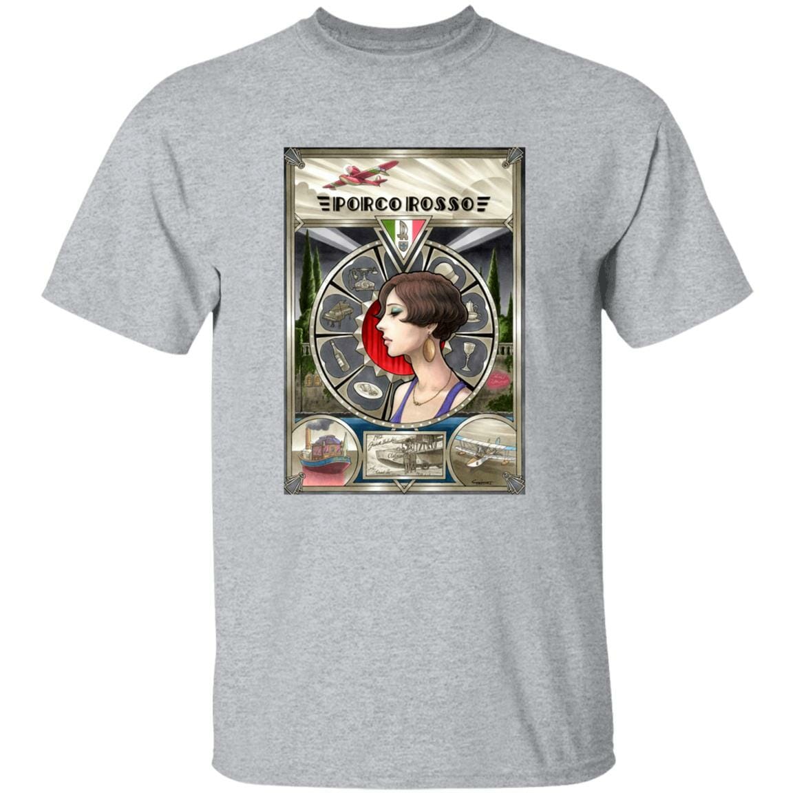 Studio Ghibli Porco Rosso Fiona Portrait Art T-shirt - Image 10