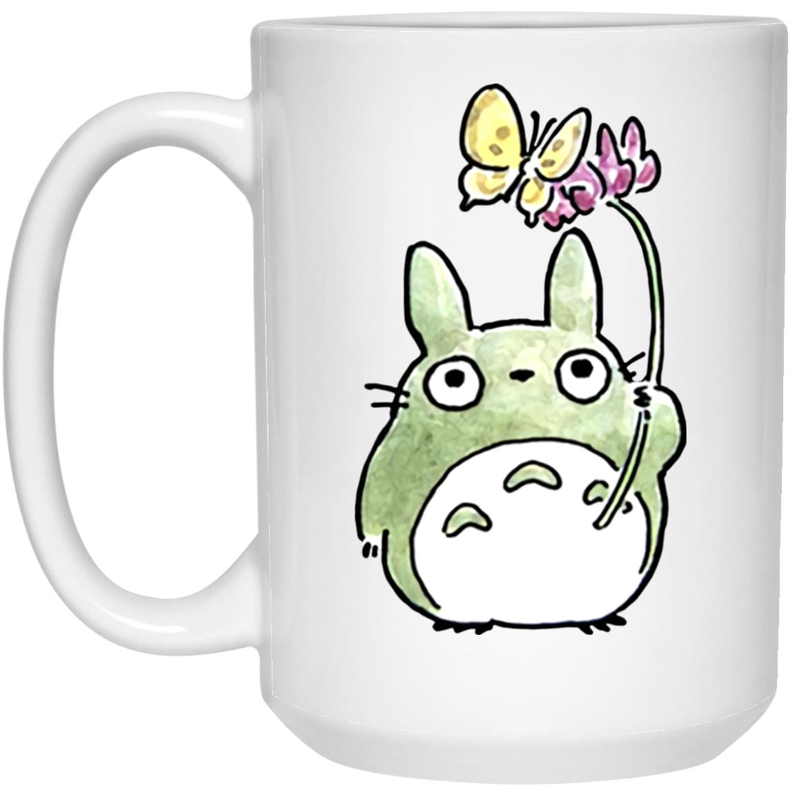 Totoro with Butterfly Cute Drawing Mug - Image 2