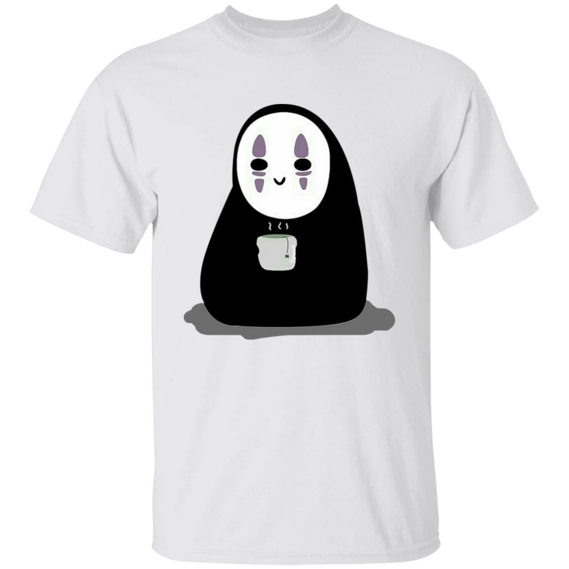 Studio Ghibli Cute No Face Kaonashi Drinking Hot Tea T-shirt - Image 2