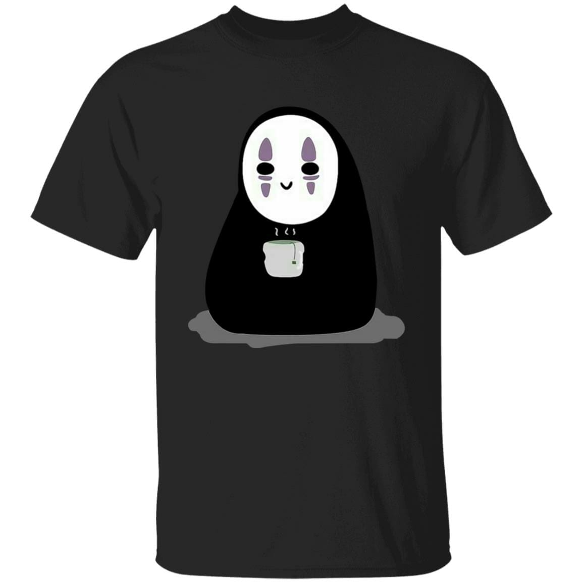 Studio Ghibli Cute No Face Kaonashi Drinking Hot Tea T-shirt - Image 4