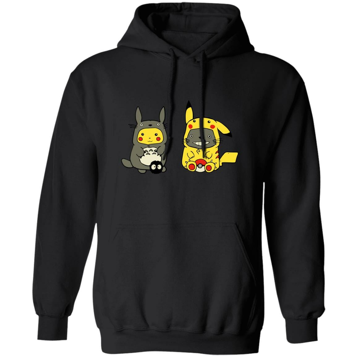 Studio Ghibli Totoro and Pikachu Cosplaying Hoodie - Image 4