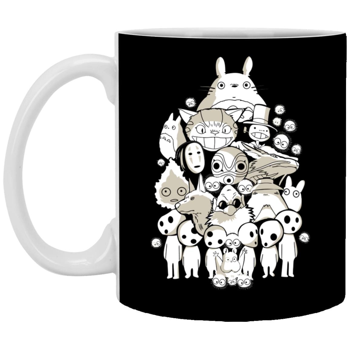 Ghibli Movie Characters Compilation in Black and White Mug - Image 2