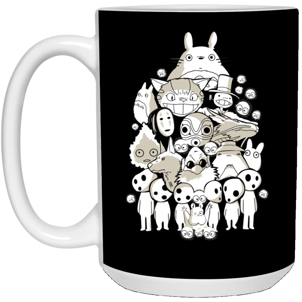 Ghibli Movie Characters Compilation in Black and White Mug - Image 4