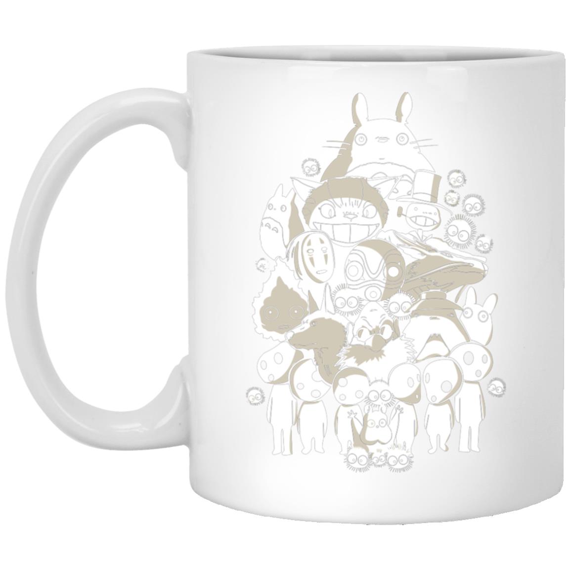 Ghibli Movie Characters Compilation in Black and White Mug