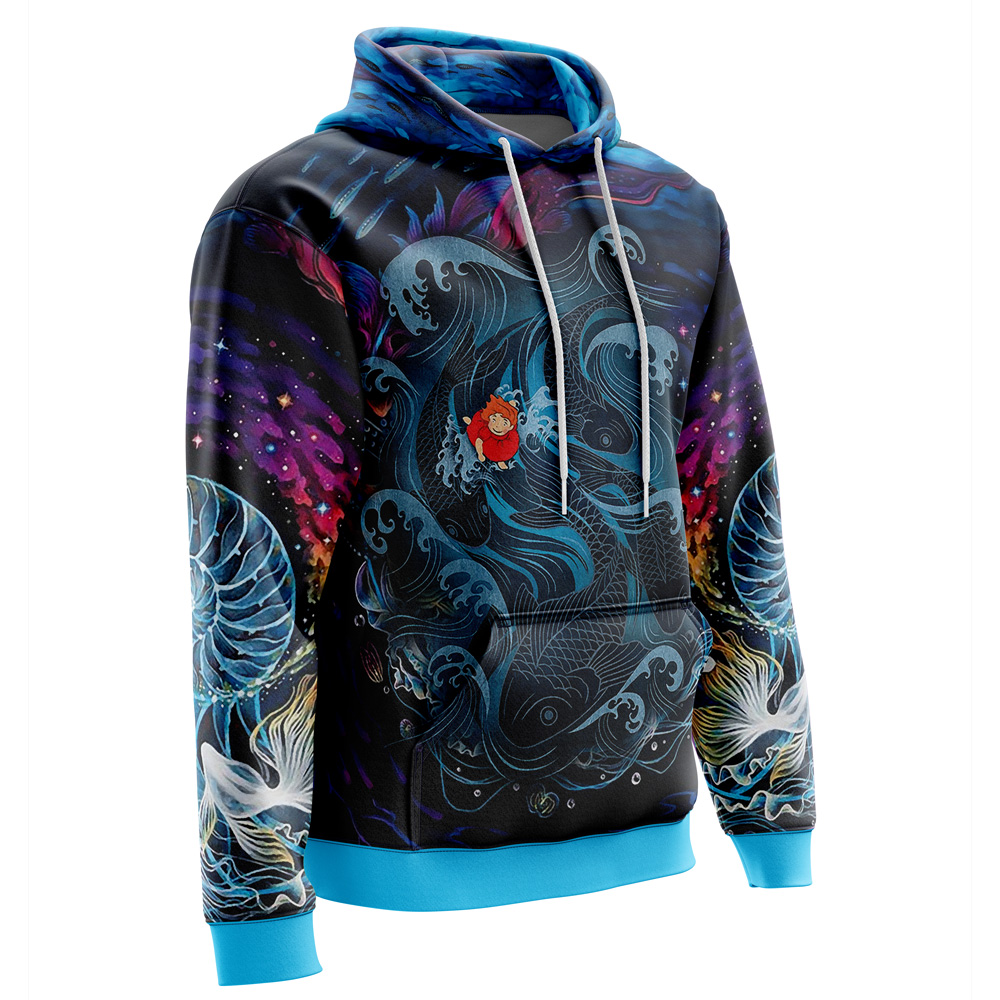 Studio Ghibli Ponyo Sea Creatures 3D Hoodie - Image 2