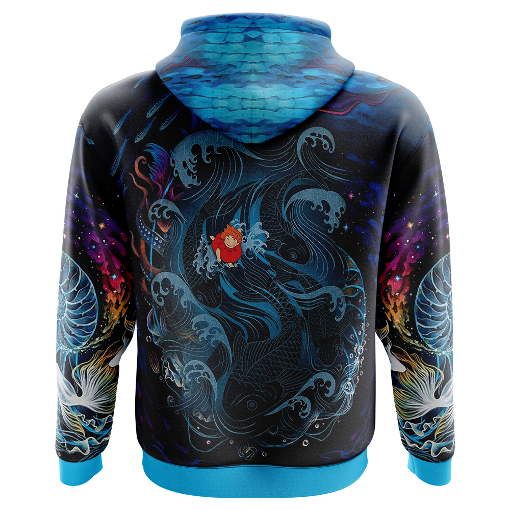 Studio Ghibli Ponyo Sea Creatures 3D Hoodie - Image 3