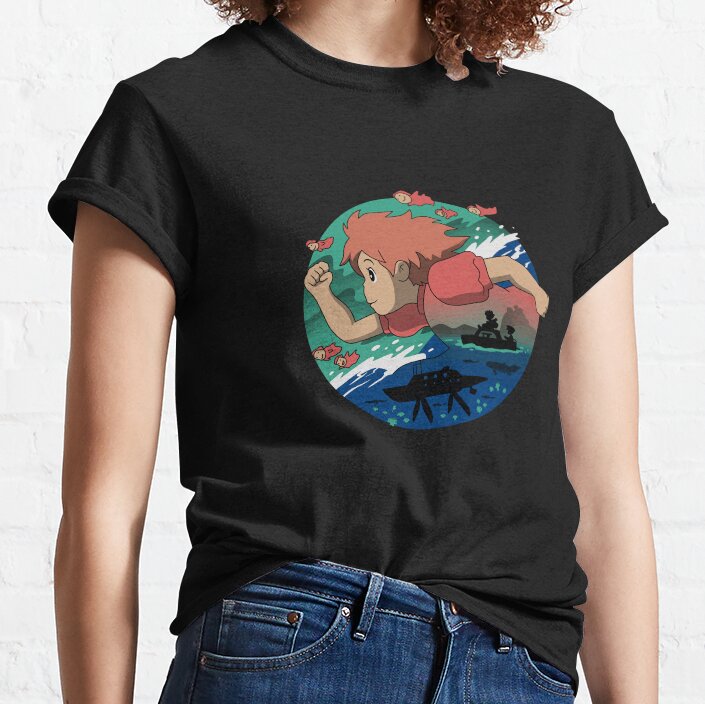 Kelalen Ponyo On The Cliff By The Sea Lungaku T-shirt - Image 2