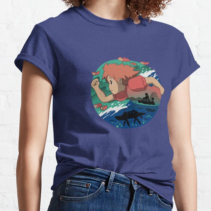 Kelalen Ponyo On The Cliff By The Sea Lungaku T-shirt - Image 5
