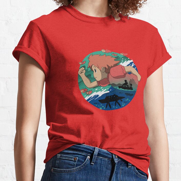 Kelalen Ponyo On The Cliff By The Sea Lungaku T-shirt - Image 6