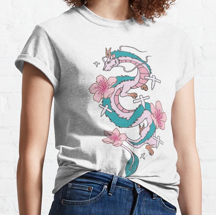Chihiro Spirited Away Haku Dragon With Paper Birds T-shirt - Image 2