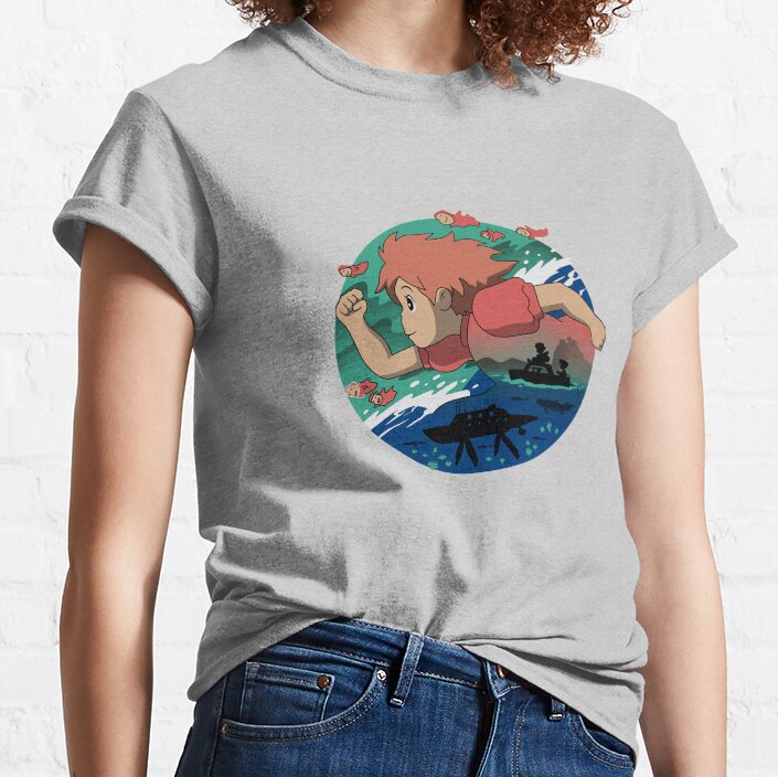Kelalen Ponyo On The Cliff By The Sea Lungaku T-shirt - Image 4