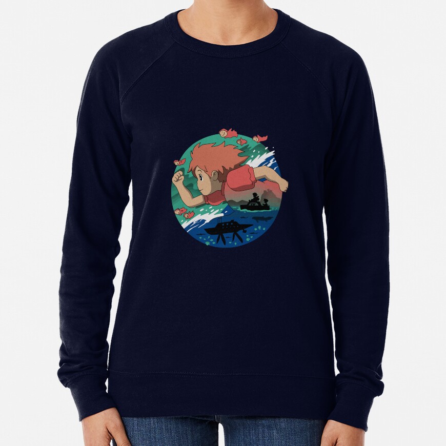 Kelalen Ponyo On The Cliff By The Sea Lungaku Sweatshirt - Image 6
