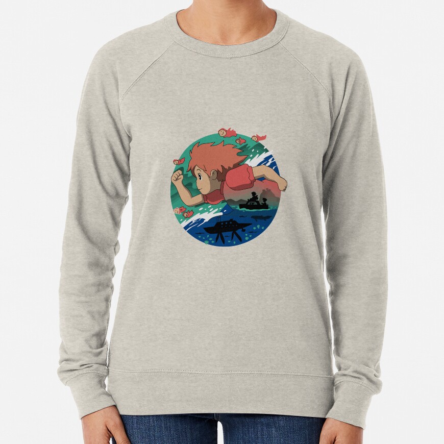 Kelalen Ponyo On The Cliff By The Sea Lungaku Sweatshirt - Image 4