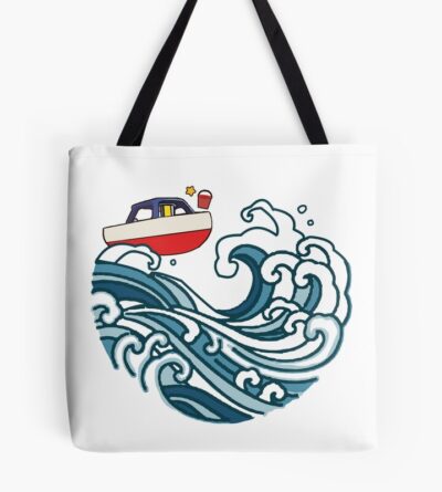 Boat On Big Wave Tote Bag