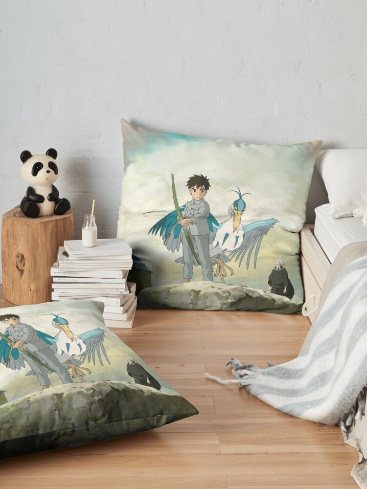 The Boy And The Heron Miyazaki Inspiration Throw Pillow - Image 2
