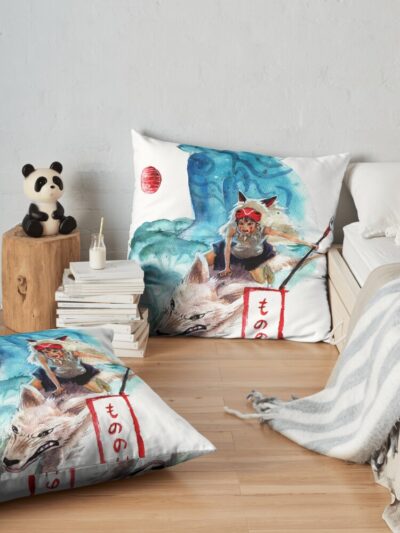 Alternative view of Princess Mononoke Fanart Throw Pillow
