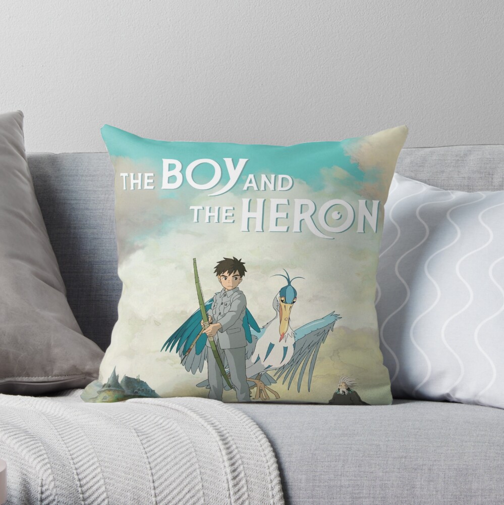 Graphic From The Boy And The Heron Throw Pillow
